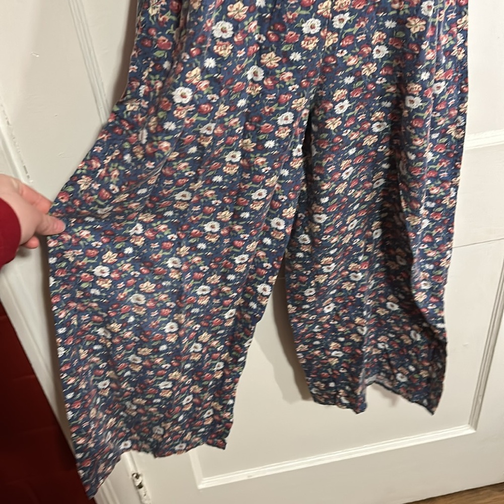 90s Vintage Kids Floral Denim Lace Collared Jumpsuit - Picture 4 of 14